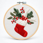 Snowglow Embroidery Kit | Pre-Printed Snowy Village Design, 6-Inch Bamboo Hoop 13