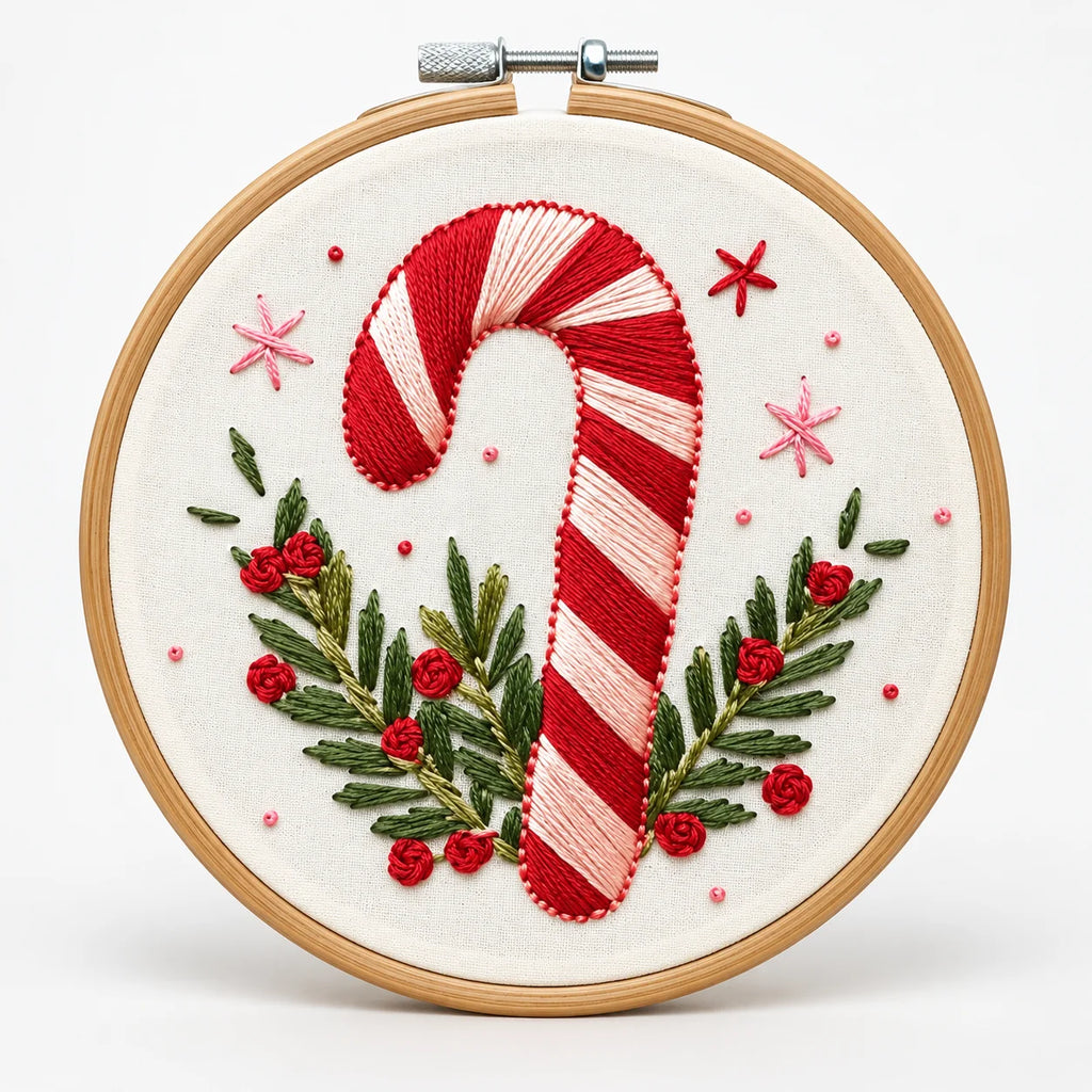 Snowglow Embroidery Kit | Pre-Printed Snowy Village Design, 6-Inch Bamboo Hoop 14