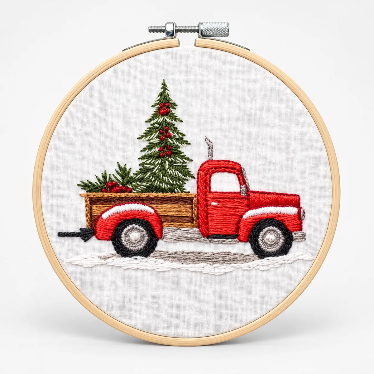 Snowglow Embroidery Kit | Pre-Printed Snowy Village Design, 6-Inch Bamboo Hoop 9