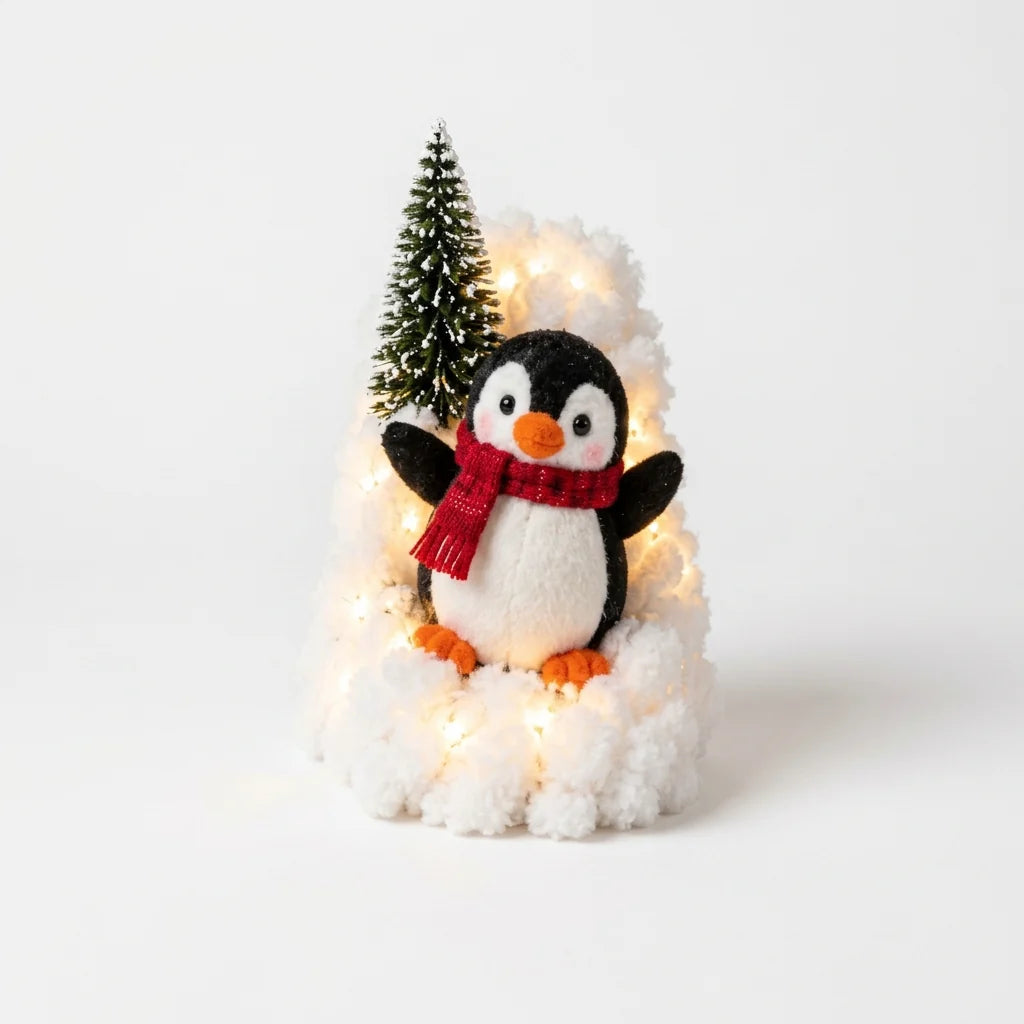 Snowlyn Penguin Staircase Display | Lighted Plush Snow Base for Holiday Decoration 11