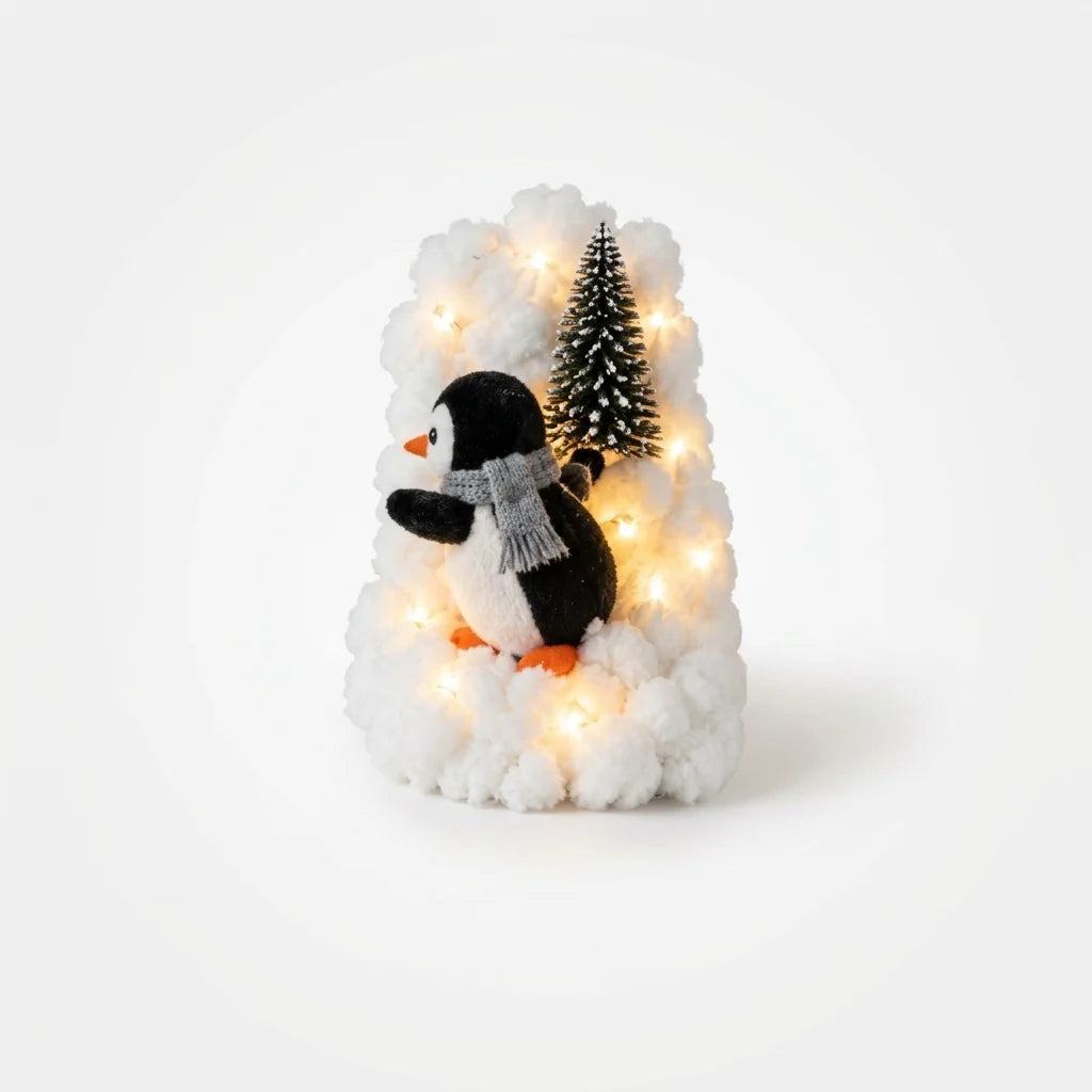 Snowlyn Penguin Staircase Display | Lighted Plush Snow Base for Holiday Decoration 12