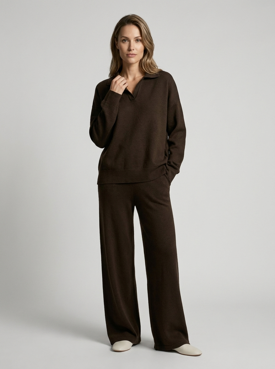 Dorthe | Knit Set with Turtleneck and Wide-Leg Pants