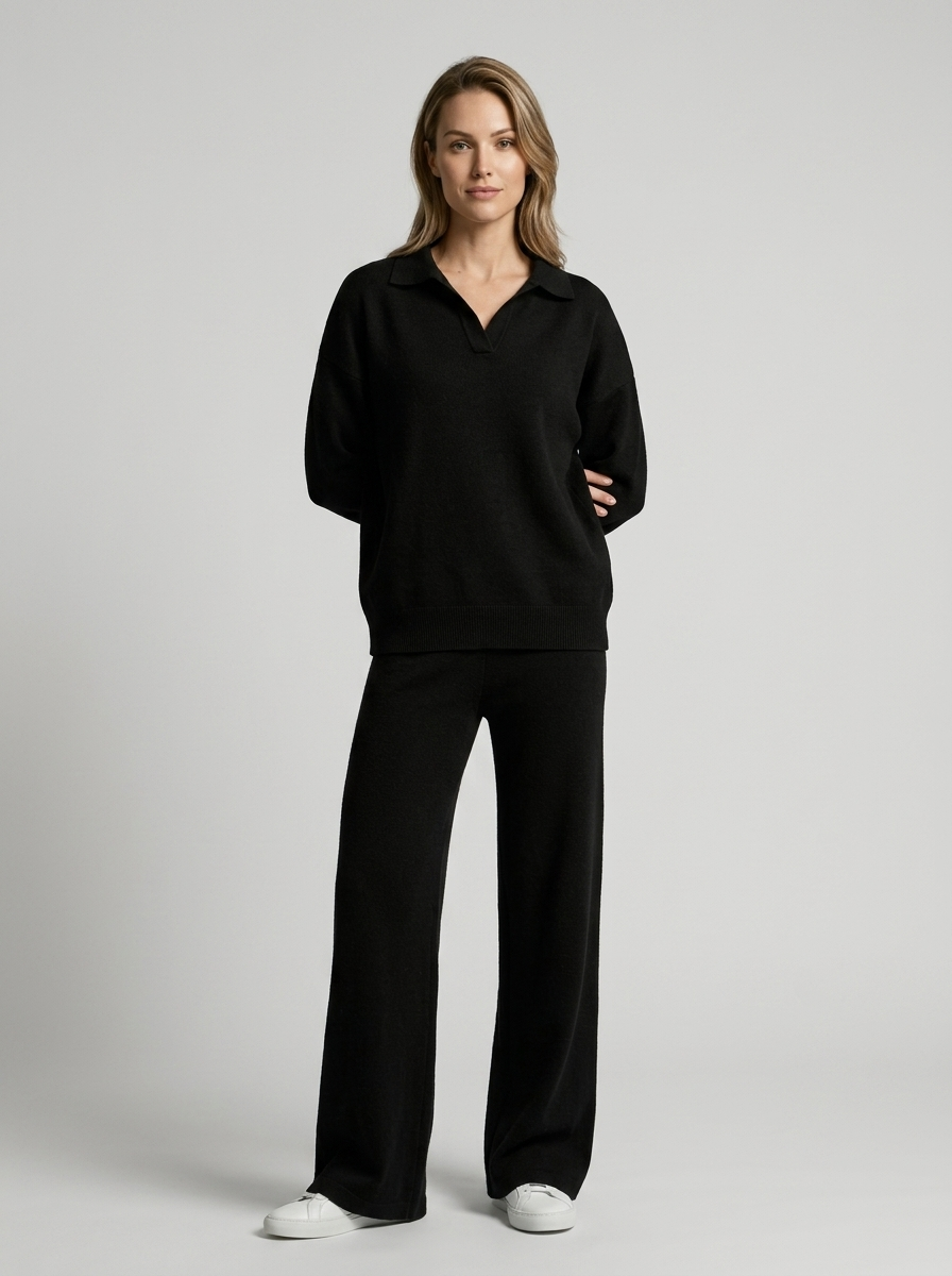Dorthe | Knit Set with Turtleneck and Wide-Leg Pants