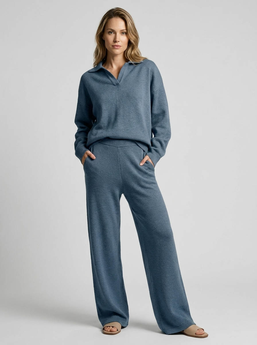 Dorthe | Knit Set with Turtleneck and Wide-Leg Pants
