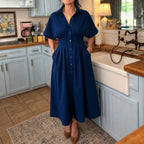 Savannah | Button-Front Maxi Shirt Dress with Pockets