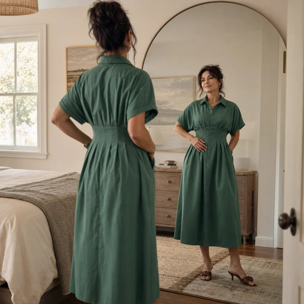 Savannah | Button-Front Maxi Shirt Dress with Pockets
