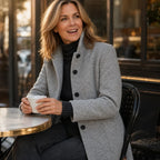 Camille | Mid-Thigh Button-Front Coat with Stand Collar