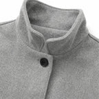 Camille | Mid-Thigh Button-Front Coat with Stand Collar
