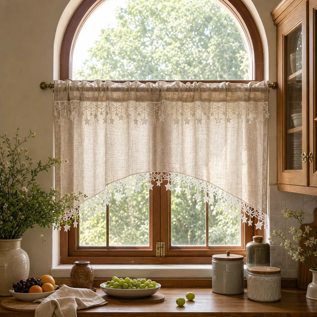 Starhollow Café Curtain | Scalloped Star-Lace, Polyester 1