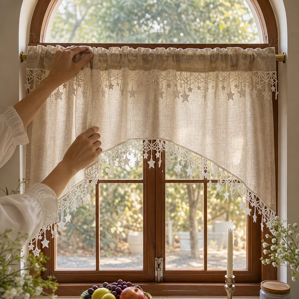 Starhollow Café Curtain | Scalloped Star-Lace, Polyester 2