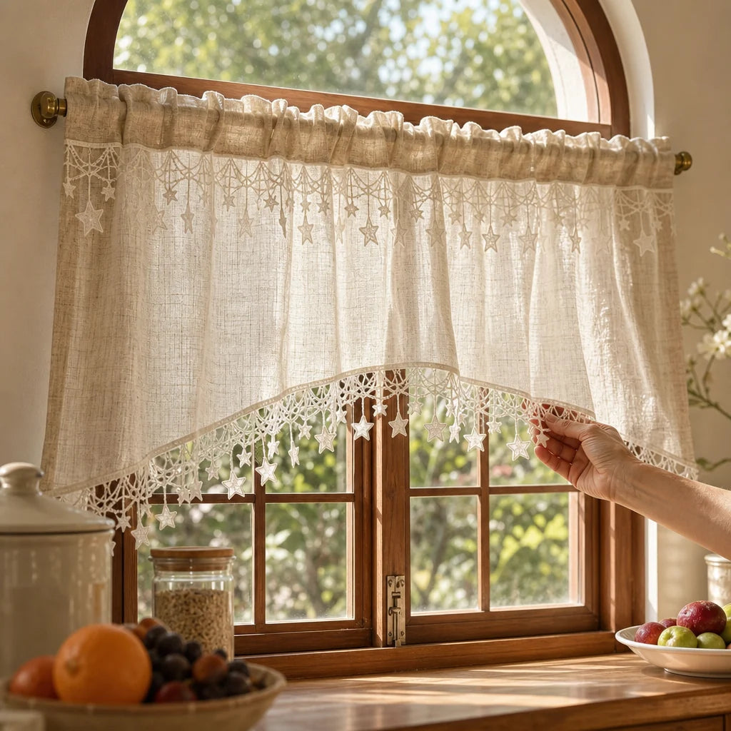 Starhollow Café Curtain | Scalloped Star-Lace, Polyester 3