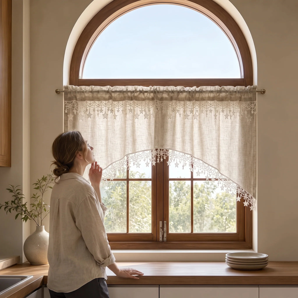 Starhollow Café Curtain | Scalloped Star-Lace, Polyester 4