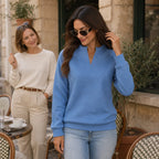Kayla | Jacquard Stripe V-Neck Raglan Pullover