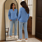 Kayla | Jacquard Stripe V-Neck Raglan Pullover
