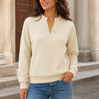 Kayla | Jacquard Stripe V-Neck Raglan Pullover