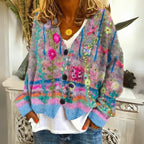 Daniela | Embroidered Floral Knit Cardigan with V-Neck