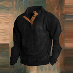 Asher | Rib-Knit Sweater with Placket and Elbow Patches