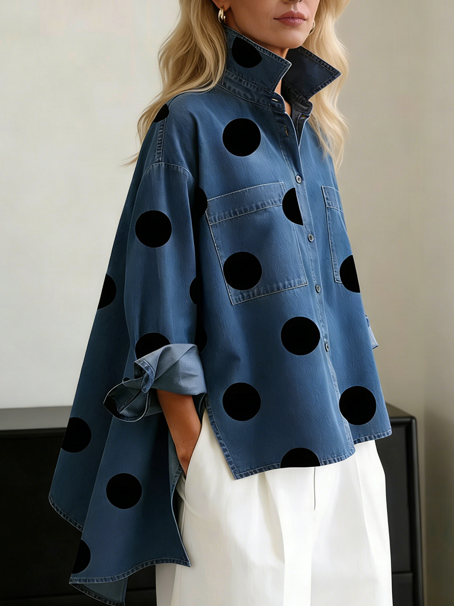 Flora | Oversized Polka Dot Shirt with Pockets
