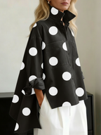 Flora | Oversized Polka Dot Shirt with Pockets