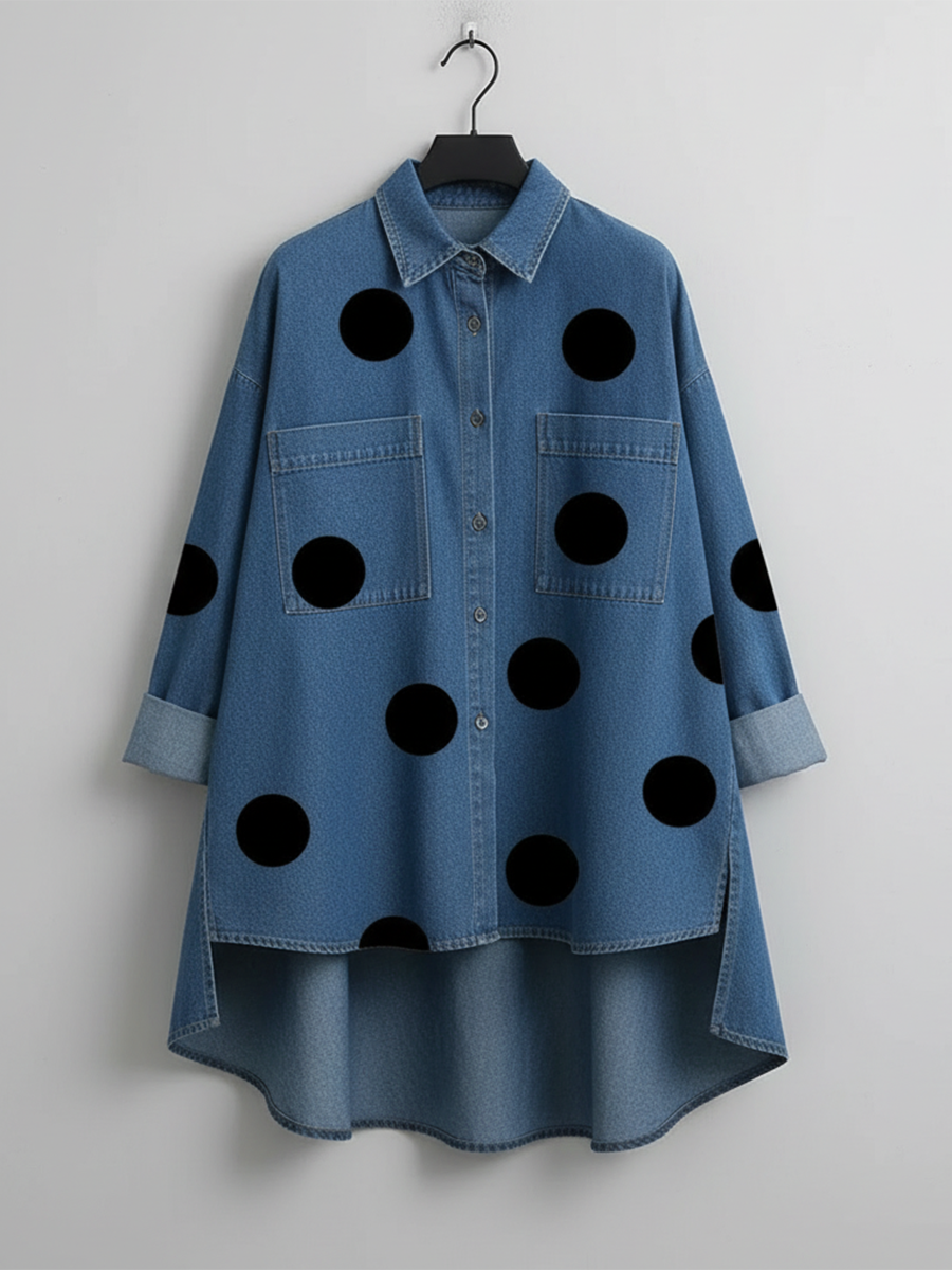 Flora | Oversized Polka Dot Shirt with Pockets
