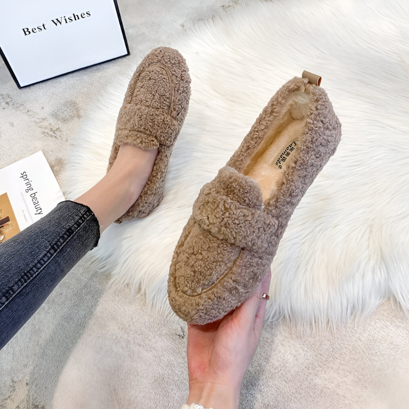 Georgina | Soft Teddy Moccasins with Rubber Sole