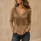 Vela Fringe Top | Cascading V-Neck Layered Fringe 0