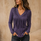 Vela Fringe Top | Cascading V-Neck Layered Fringe 12