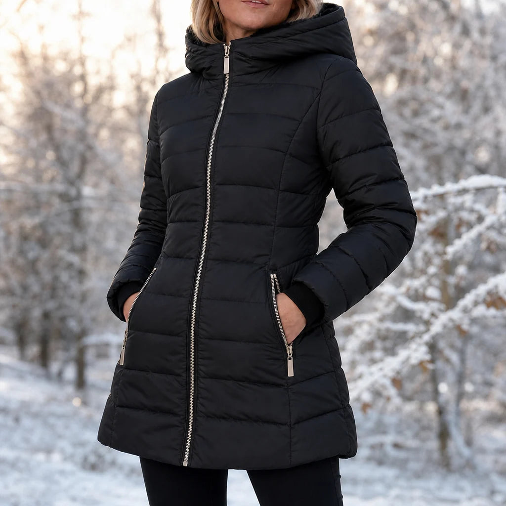 Addison | Plush-Lined Mid-Length Hooded Winter Coat