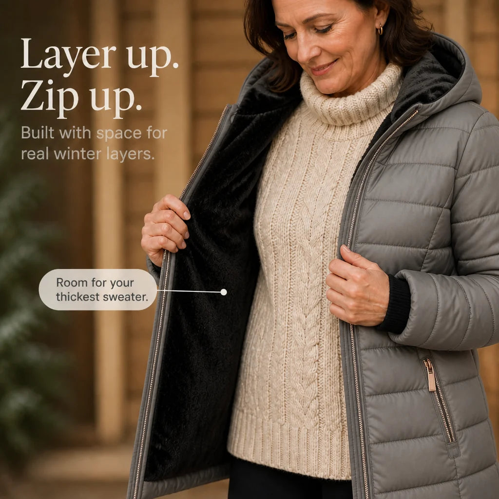 Addison | Plush-Lined Mid-Length Hooded Winter Coat