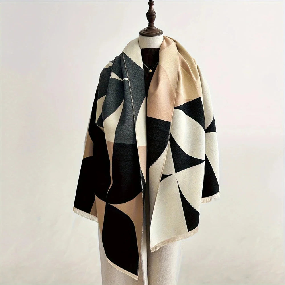 Tyra | Reversible Geometric Fringe Poncho