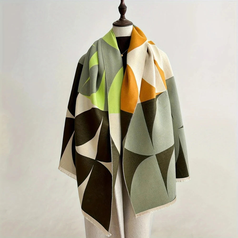 Tyra | Reversible Geometric Fringe Poncho