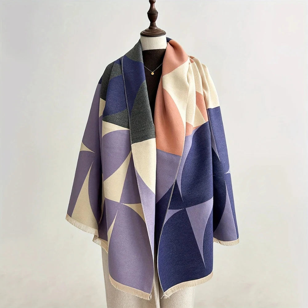 Tyra | Reversible Geometric Fringe Poncho