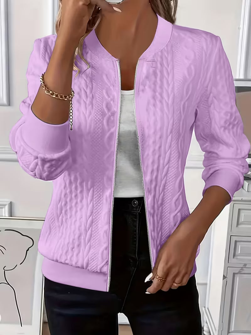 Vera | Cable-Knit Zip-Up Jacket with Baseball Collar