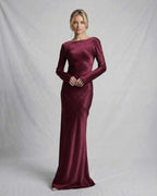 Teagan | Satin Maxi Dress with Draped Low Back