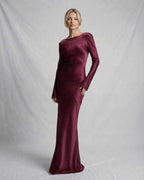 Teagan | Satin Maxi Dress with Draped Low Back