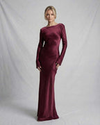 Teagan | Satin Maxi Dress with Draped Low Back