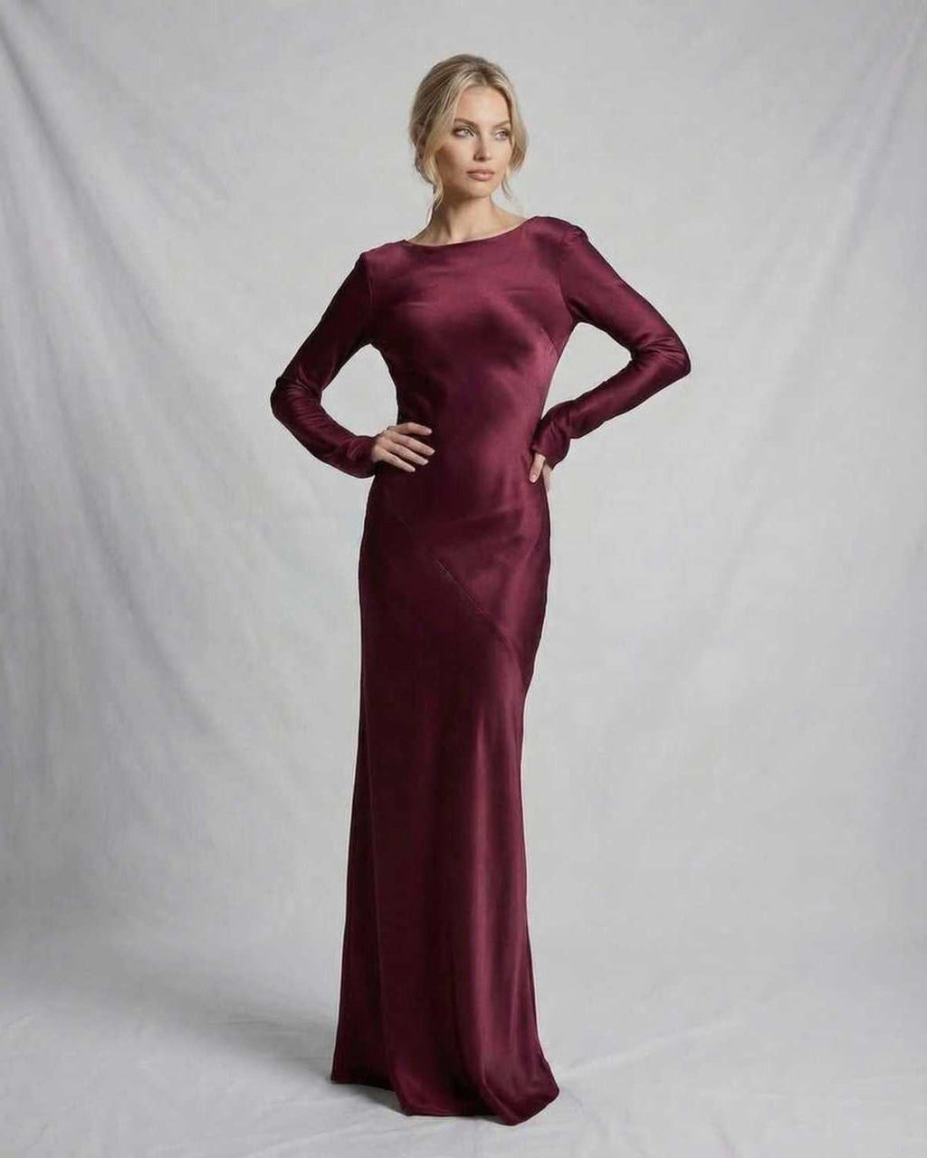 Teagan | Satin Maxi Dress with Draped Low Back