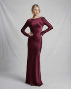 Teagan | Satin Maxi Dress with Draped Low Back