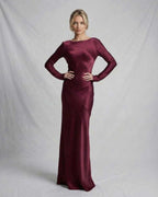 Teagan | Satin Maxi Dress with Draped Low Back