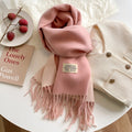 Nadia | Woven Scarf with Fringes and Logo Patch
