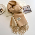 Nadia | Woven Scarf with Fringes and Logo Patch