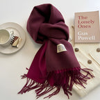 Nadia | Woven Scarf with Fringes and Logo Patch