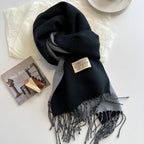 Nadia | Woven Scarf with Fringes and Logo Patch