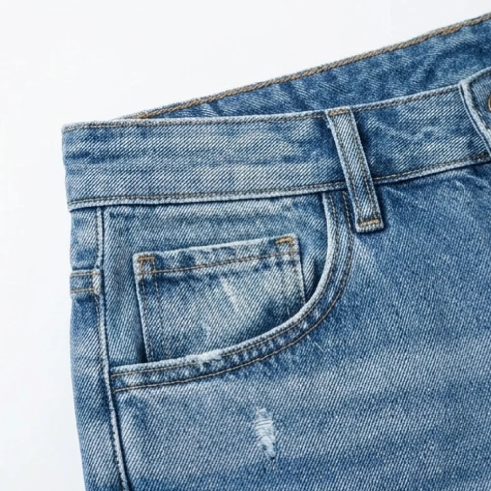 Hannah | Cropped Raw-Hem Straight-Leg Jeans