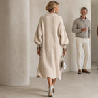Shelby | Ribbed Knit Maxi Dress with Lantern Sleeves