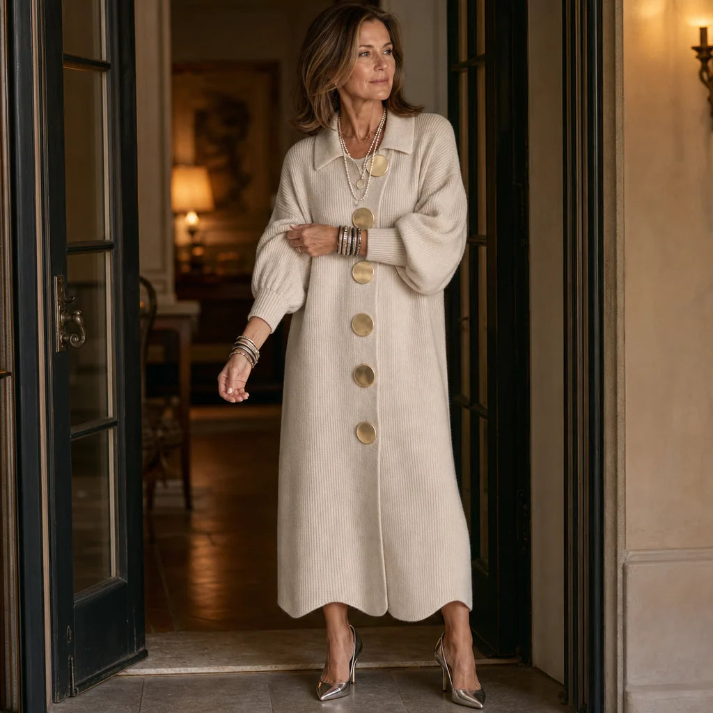 Shelby | Ribbed Knit Maxi Dress with Lantern Sleeves