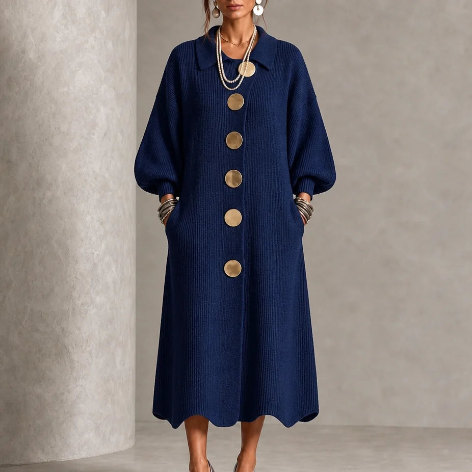 Shelby | Ribbed Knit Maxi Dress with Lantern Sleeves