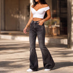 Vivia Black Flare Jeans | High-Waisted, Stretch Denim for Women 1