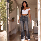 Vivia Black Flare Jeans | High-Waisted, Stretch Denim for Women 3