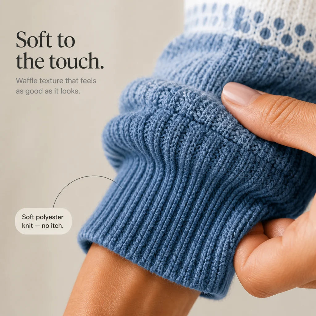 Avery | Color-Block Waffle Knit Henley Sweater